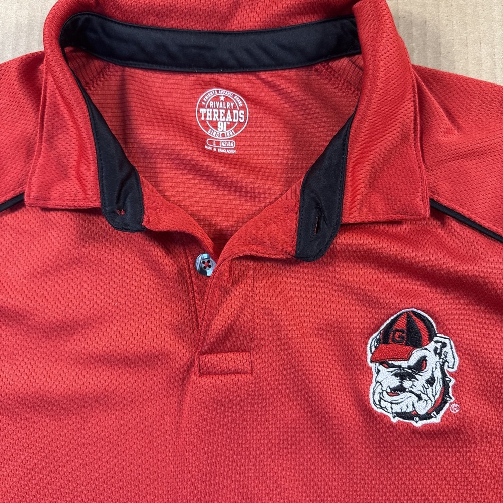 Georgia Bulldogs Polo Shirt Rivalry Threads. Mens Large Red Preppy